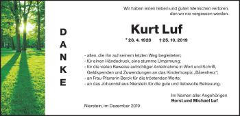 Traueranzeige von Kurt Luf von vrm-trauer