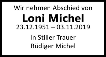 Traueranzeige von Loni Michel von vrm-trauer