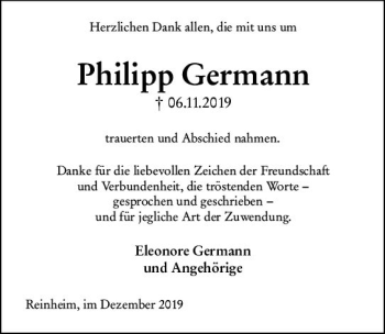 Traueranzeige von Philipp Germann von vrm-trauer