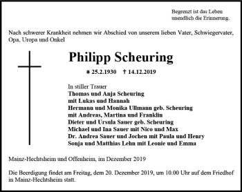 Traueranzeige von Philipp Scheuring von vrm-trauer