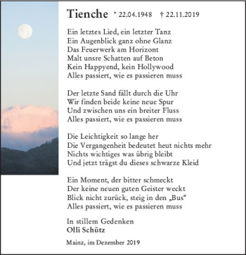 Traueranzeige von Tienche  von vrm-trauer