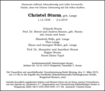 Traueranzeige von Christel Sturm von vrm-trauer