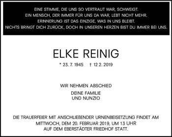 Traueranzeige von Elke Reinig von vrm-trauer