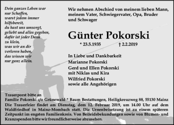 Traueranzeige von Günter Pokorski von vrm-trauer