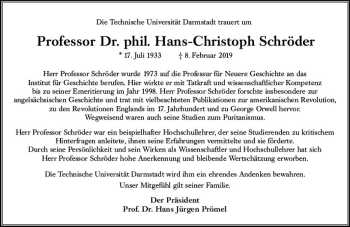 Traueranzeige von Hans-Christoph Schröder von vrm-trauer