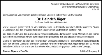 Traueranzeige von Heinrich Jäger von vrm-trauer