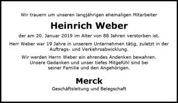 Traueranzeige von Heinrich Weber von vrm-trauer