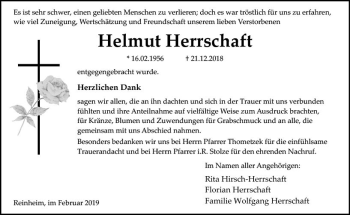 Traueranzeige von Helmut Herrschaft von vrm-trauer