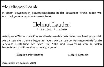 Traueranzeige von Helmut Laudert von vrm-trauer