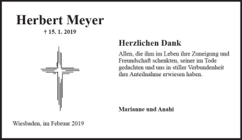Traueranzeige von Herbert Meyer von vrm-trauer