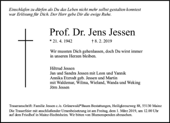 Traueranzeige von Jens Jessen von vrm-trauer