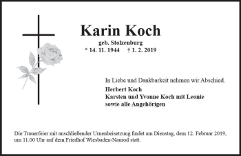 Traueranzeige von Karin Koch von vrm-trauer