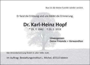 Traueranzeige von Karl-Heinz Hopf von vrm-trauer
