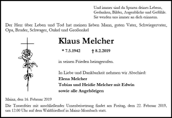 Traueranzeige von Klaus Macher von vrm-trauer