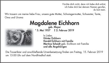 Traueranzeige von Magdalene Eichhorn von vrm-trauer