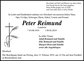 Traueranzeige von Peter Reimund von vrm-trauer