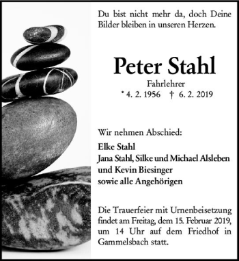 Traueranzeige von Peter Stahl von vrm-trauer