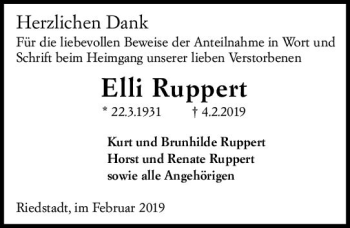 Traueranzeige von Uli Ruppert von vrm-trauer