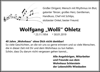 Traueranzeige von Wolfgang Ohletz von vrm-trauer