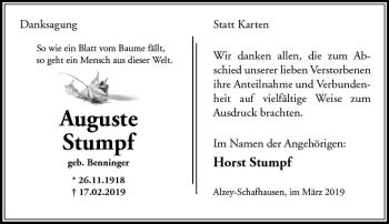 Traueranzeige von August Stumpf von vrm-trauer