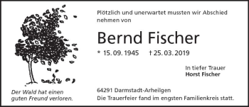 Traueranzeige von Bernd Fischer von vrm-trauer