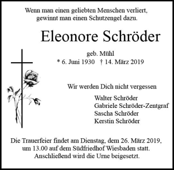 Traueranzeige von Eleonore Schröder von vrm-trauer