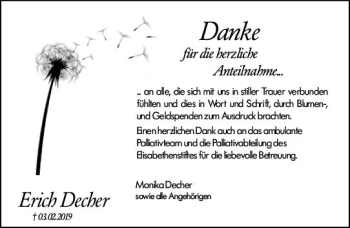 Traueranzeige von Erich Decher von vrm-trauer
