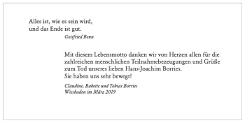 Traueranzeige von Hans-Joachim Borries von vrm-trauer