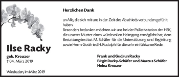 Traueranzeige von Ilse Racky von vrm-trauer