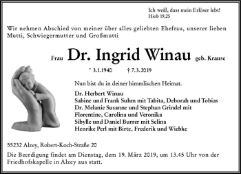 Traueranzeige von Ingrid Winau von vrm-trauer