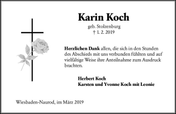 Traueranzeige von Karin Koch von vrm-trauer