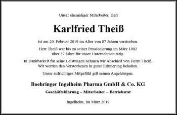 Traueranzeige von Karlfried Theiß von vrm-trauer