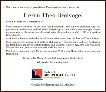 Traueranzeige von Theo Breivogel von vrm-trauer