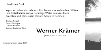 Traueranzeige von Werner Krämer von vrm-trauer