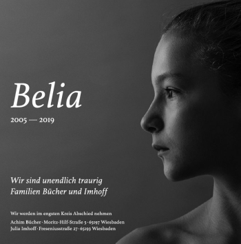 Traueranzeige von Belia  von vrm-trauer