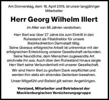 Traueranzeige von Georg Wilhelm Illert von vrm-trauer