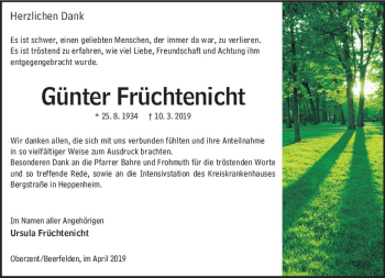 Traueranzeige von Günter Früchtenicht von vrm-trauer