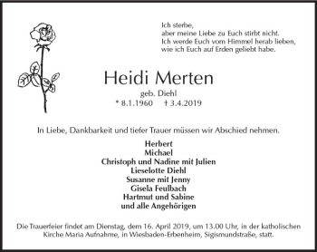 Traueranzeige von Heidi Merten von vrm-trauer