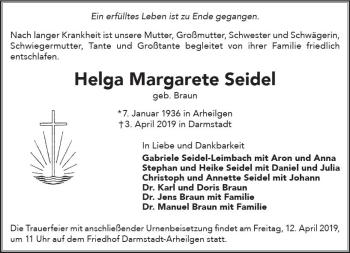 Traueranzeige von Helga Margarete Seidel von vrm-trauer