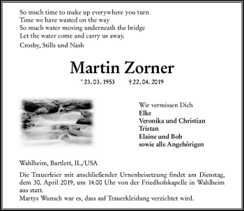 Traueranzeige von Martin Zorner von vrm-trauer