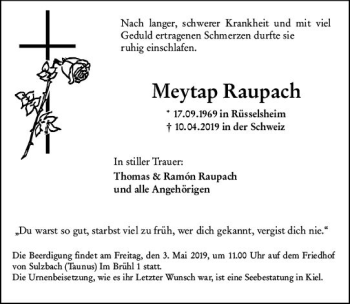 Traueranzeige von Meytap Raupach von vrm-trauer