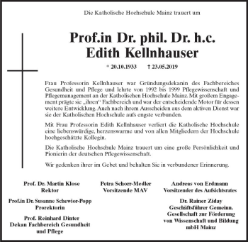 Traueranzeige von Edith Kellnhauser von vrm-trauer