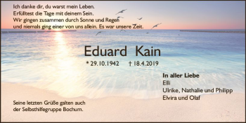 Traueranzeige von Eduard Kain von vrm-trauer