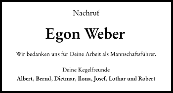 Traueranzeige von Egon Weber von vrm-trauer