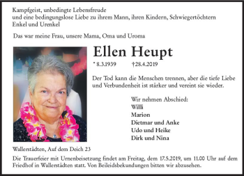 Traueranzeige von Ellen Heupt von vrm-trauer