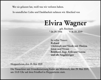 Traueranzeige von Elvira Wagner von vrm-trauer
