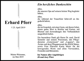 Traueranzeige von Erhard Pforr von vrm-trauer