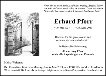 Traueranzeige von Erhard Pforr von vrm-trauer