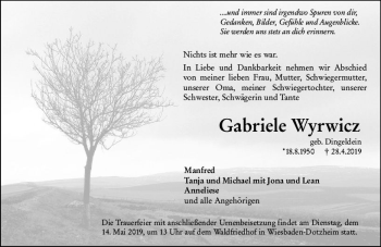 Traueranzeige von Gabriele Wyrwicz von vrm-trauer