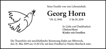 Traueranzeige von Georg Horn von vrm-trauer